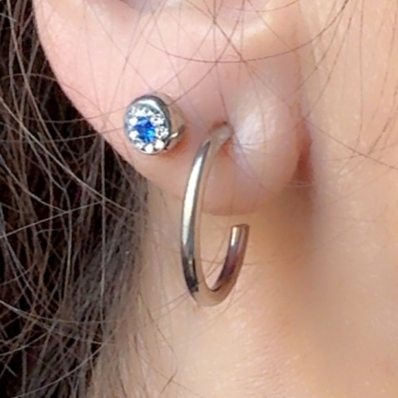 Stainless Steel Huggie Hoop Earrings 15mm - Picture 4 of 7